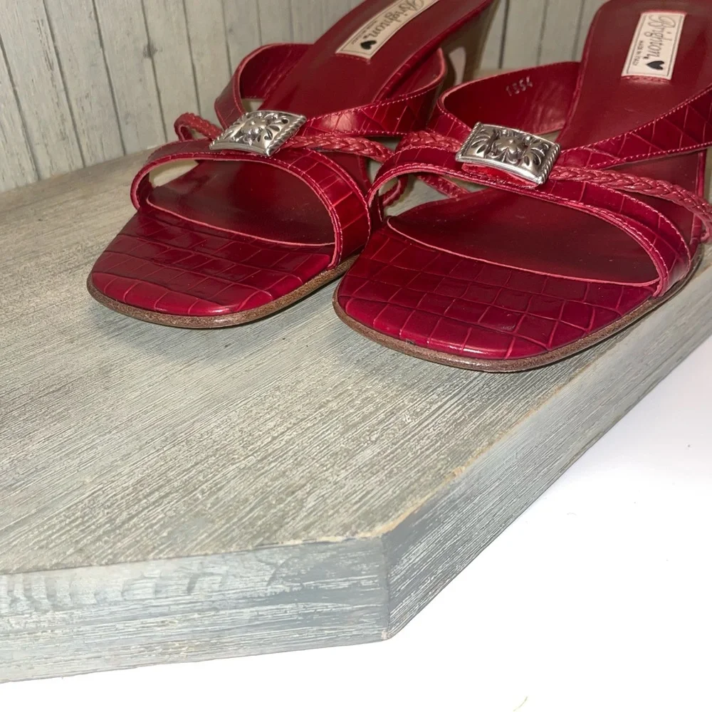 New Brighton Red Leather Kayla Sandals Made in Italy 9.5M - Picture 7 of 7